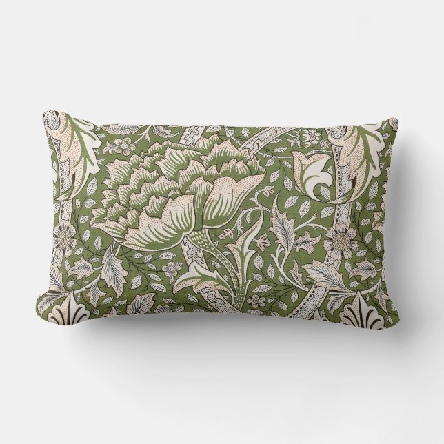 William Morris Windrush floral flowers classic Lumbar Pillow (Front)
