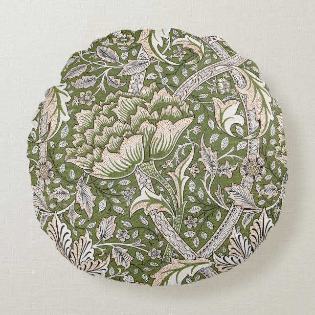 William Morris Windrush floral flowers classic Round Pillow (Front)