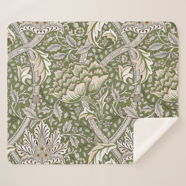 William Morris Windrush floral flowers classic Sherpa Blanket (Front (Horizontal))