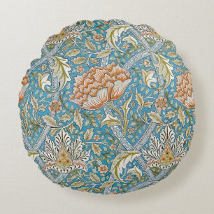 William Morris Windrush Floral Pattern Blue Round Pillow