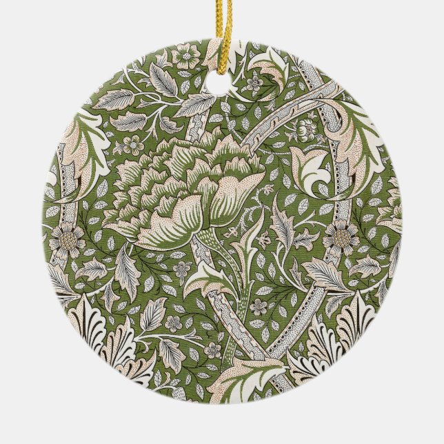 : William Morris Windrush Green Pattern: Vintage Ceramic Ornament (Front)