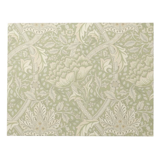 : William Morris Windrush Green Pattern: Vintage Notepad (Front)