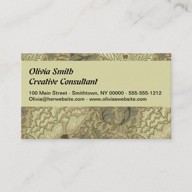 William Morris Windrush Wallpaper Pattern Business Card (Front)