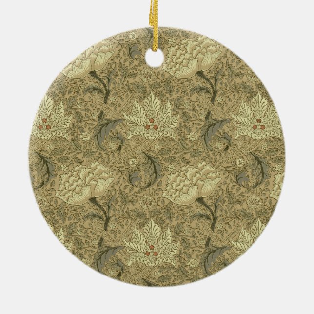 William Morris Windrush Wallpaper Pattern Ceramic Ornament (Back)