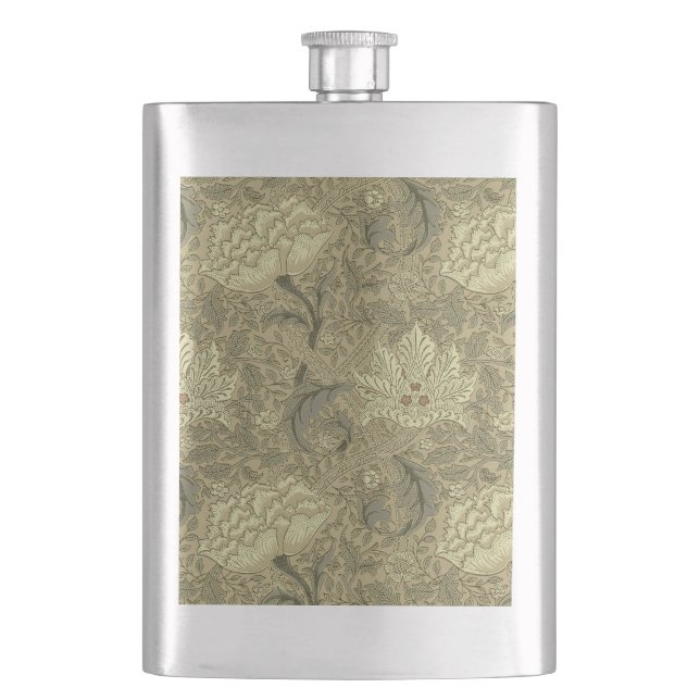 William Morris Windrush Wallpaper Pattern Hip Flask (Front)