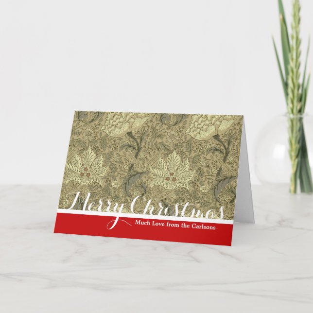 William Morris Windrush Wallpaper Pattern Holiday Card (Front)