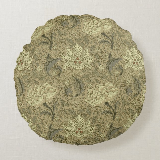William Morris Windrush Wallpaper Pattern Round Pillow (Front)