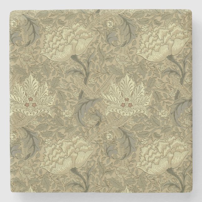 William Morris Windrush Wallpaper Pattern Stone Coaster (Front)