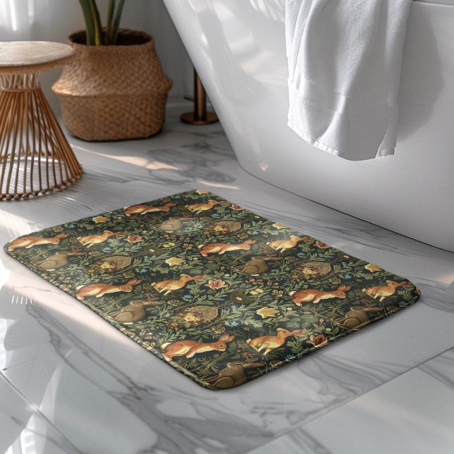 William Morris Woodland Floral Rabbits Christmas Bath Mat (Creator Uploaded)