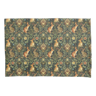 William Morris Woodland Floral Rabbits Christmas Pillowcase