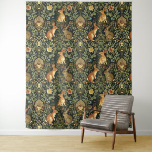 William Morris Woodland Floral Rabbits Christmas Tapestry