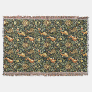 William Morris Woodland Floral Rabbits Christmas Throw Blanket