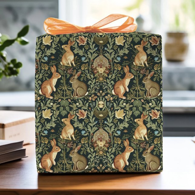 William Morris Woodland Floral Rabbits Christmas Wrapping Paper (Creator Uploaded)
