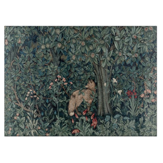 William Morris Woodland Tapestry Fox Cutting Board (Front)