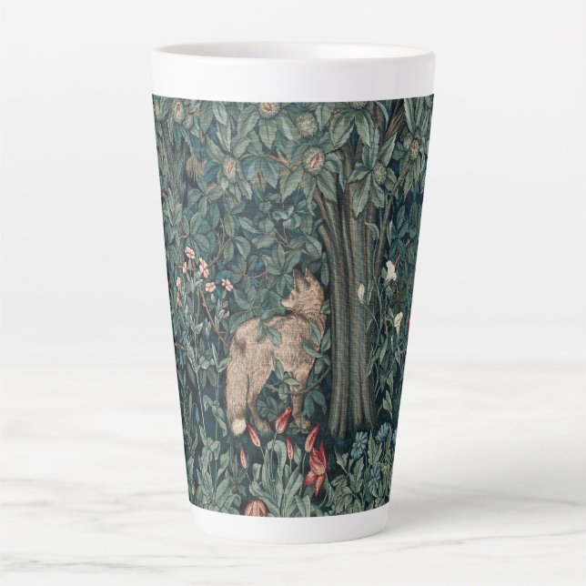 William Morris Woodland Tapestry Fox Latte Mug (Front)