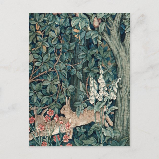 William Morris Woodland Tapestry Rabbits Postcard (Front)