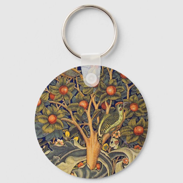 William Morris Woodpecker Pre-Raphaelite Keychain (Front)