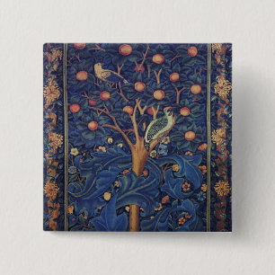 William Morris Woodpecker Tapestry Arts & Crafts  2 Inch Square Button