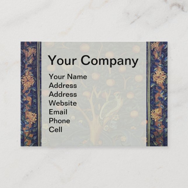 William Morris Woodpecker Tapestry Arts & Crafts  Business Card (Front)