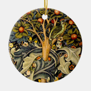 William Morris Woodpecker Tapestry Arts & Crafts  Ceramic Ornament