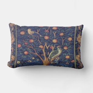 William Morris Woodpecker Tapestry Arts & Crafts Lumbar Pillow