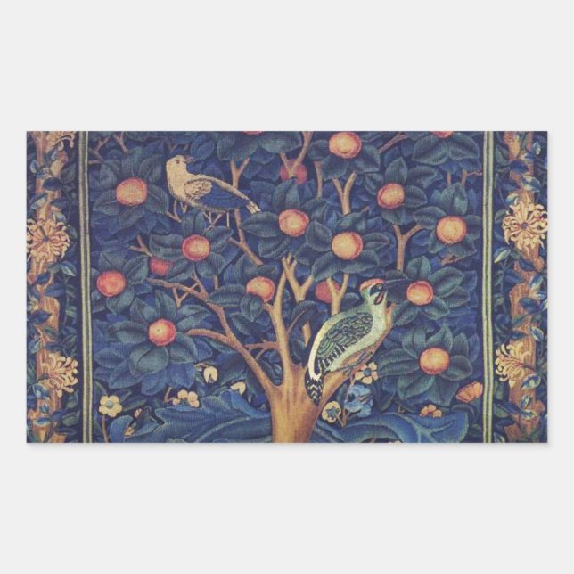 William Morris Woodpecker Tapestry Arts & Crafts  Sticker (Front)
