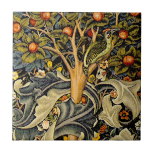 William Morris Woodpecker Tapestry Arts & Crafts  Tile