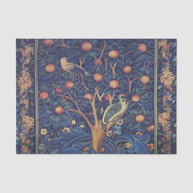 William Morris Woodpecker Tapestry Arts & Crafts  Tissue Paper (Front)