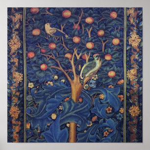 William Morris Woodpecker Tapestry Birds Floral Poster