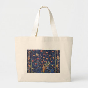 William Morris Woodpecker Tapestry Blue Design Large Tote Bag