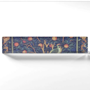 William Morris Woodpecker Tapestry Blue Design Nameplate