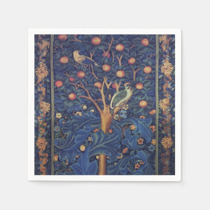 William Morris Woodpecker Tapestry Blue Design Napkin