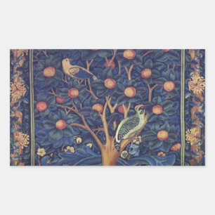 William Morris Woodpecker Tapestry Blue Design Sticker