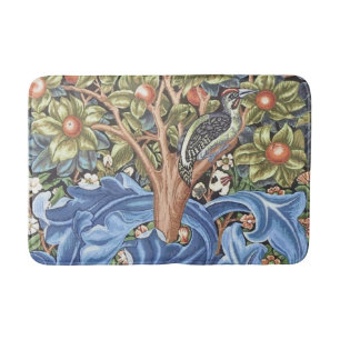 William Morris Woodpecker Tapestry Floral Vintage Bath Mat