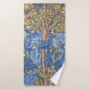 William Morris Woodpecker Tapestry Floral Vintage Bath Towel