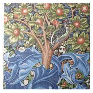 William Morris Woodpecker Tapestry Floral Vintage Tile