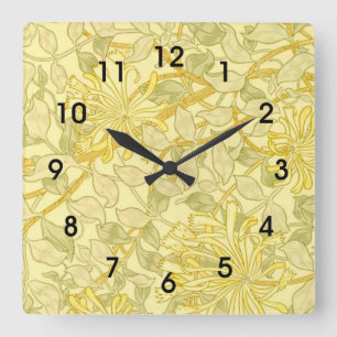 William Morris - Yellow Honeysuckle Square Wall Clock