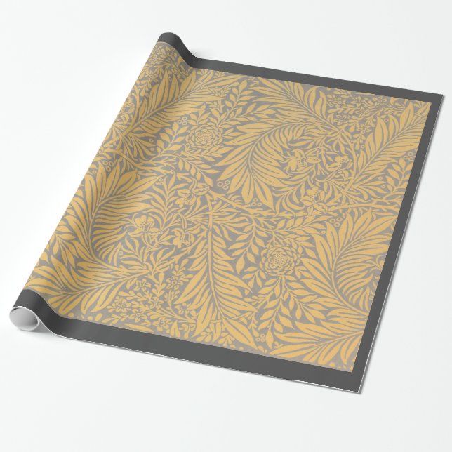 William Morris YELLOW LEAF PATTERN GIFT WRAP (Unrolled)