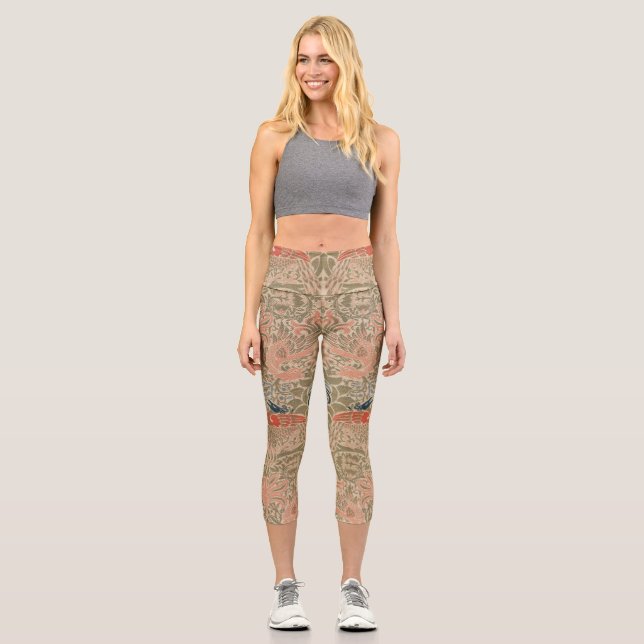 William morris's birds famous pattern  capri leggings (Front)