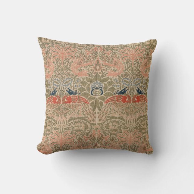 William morris's birds famous pattern throw pillow (Front)