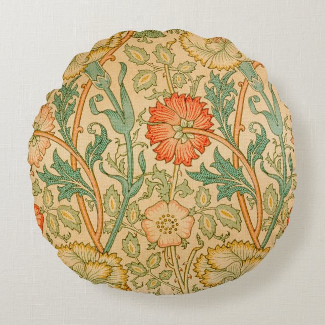 William Morris's Pink and Rose famous pattern  Round Pillow (Front)