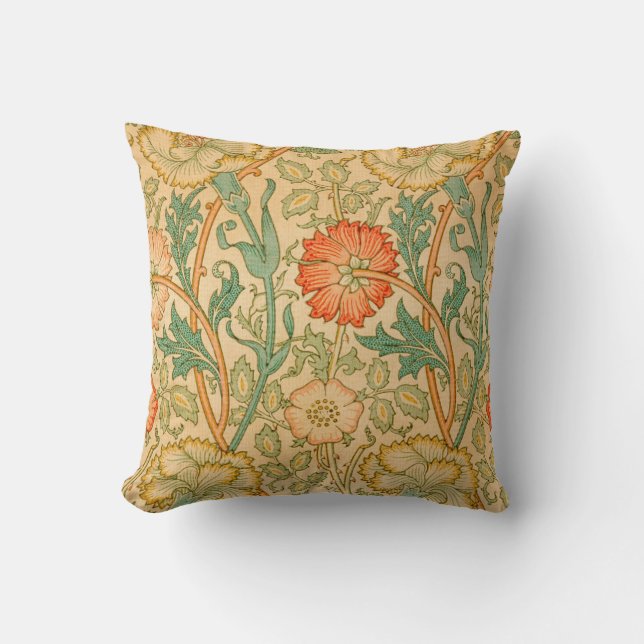 William Morris's Pink and Rose famous pattern  Throw Pillow (Front)
