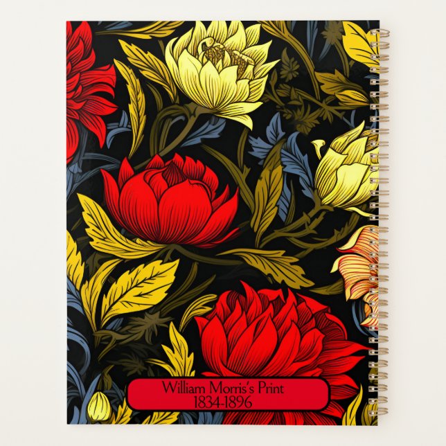 William Morris's Red & Yellow Floral Print Planner (Back)