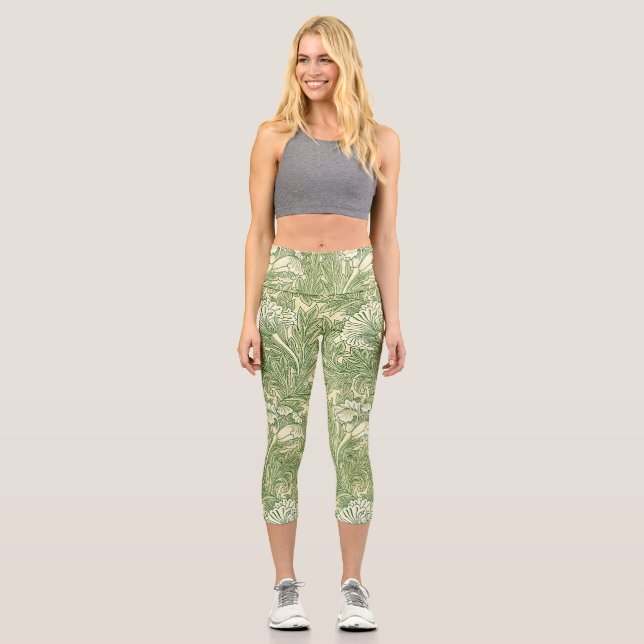 William Morris's Tulip famous pattern  Capri Leggings (Front)