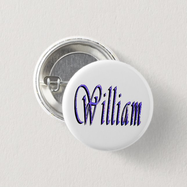 William Name In Blue Sparkle, 1 Inch Round Button (Front & Back)