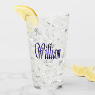 William Name In Blue Sparkle, Glass