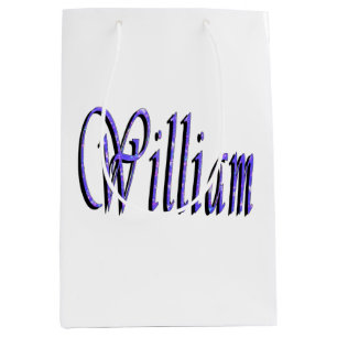 William Name In Blue Sparkle, Medium Gift Bag