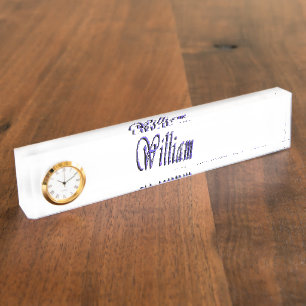 William Name In Blue Sparkle, Nameplate