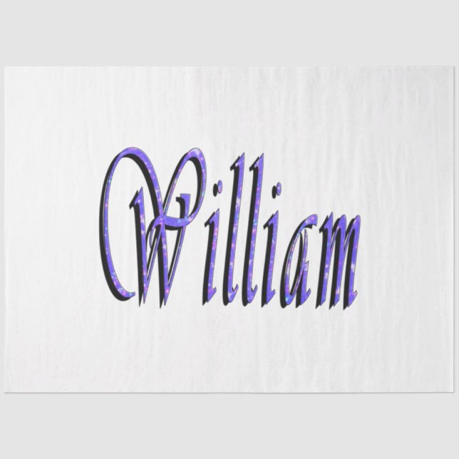 William Name In Blue Sparkle, Tissue Paper (Front)