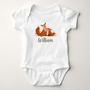 William Name Reveal Fox Forest Animal Boy Woodland Baby Bodysuit